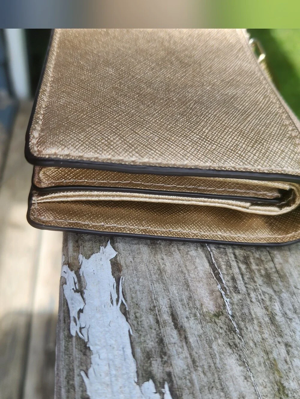 Michael Kor Gold Metallic Bifold Wallet